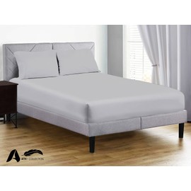 AATH COLLECTION Egyptian Cotton Fitted Sheet 23 CM Deep, 200 Thread Count Single, Double, King, Super King Fitted Bed Sheets, Soft & Fade Resistant (Single, Silver)