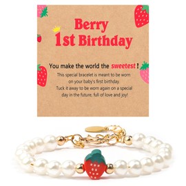 CXLDTE 1st Birthday Girl Gifts, Berry First Birthday Decor 1 Year Old Girl Gifts Strawberry Decorations Bracelet for Girls Granddaughter Daughter Niece