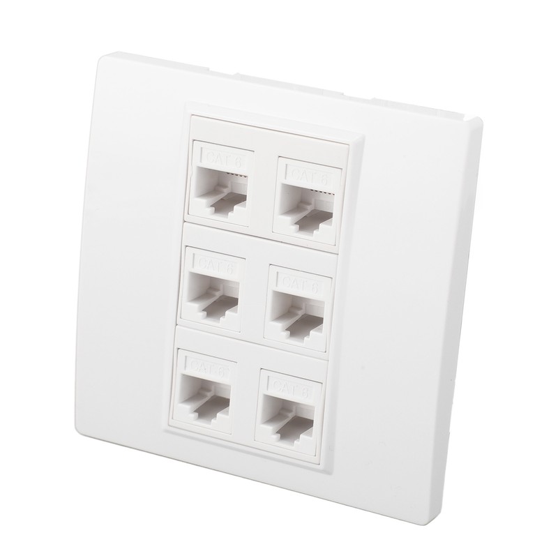 6 Port Cat 6 Ethernet Wall Plate Removable Female to