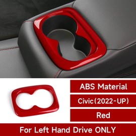 BRMYL Cup Holder Decor Cover Decal for 2022 2023 Honda Civic 11th Gen Accessories ABS Interior Decoration Stickers Red