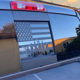 Xinghe for Dodge Ram 2009 to 2024 2025 2026, American Flag Decals Stickers for Truck Back Middle Window, Matte Black USA Flag Decal