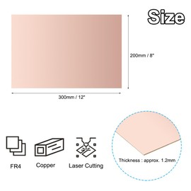 PATIKIL 8x12 inch Single Sided Copper Clad Laminate PCB, 2 Pcs 1.2mm Thickness FR4 Copper Plated Universal Circuit Prototype Board for Etching DIY PCB Kit