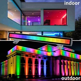 CREATESTAR RGB LED Wall Washer Light, IP66 Waterproof 48 W RGB LED Light Bar with Remote Control, Color Changing Party Stage Lighting for Outdoor Indoor Wedding Birthday