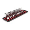 TEKTON 1/4 Inch Drive 12-Point Socket Set with Rails, 28-Piece