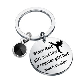 BAUNA Taekwondo Gift Martial Art Key rings Black Belt Girl Just Like a Regular Girl But Much Cooler for Taekwondo Lover (Taekwondo keychain)
