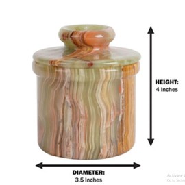 Zulin Round Butter Dish| Marble Butter Keeper| Perfect Breakfast Companion with Classical Look | French Butter Storage Container for Kitchen (Onyx Green), Regular