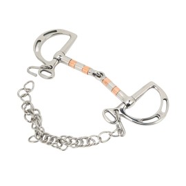 Mrisata Horse Bit Horse Mouth Bit Horse Snaffle Horse Snaffle Bit D Snaffle Bit Horse Bit Horse Bit Stainless Steel Copper D Snaffle Bit with Chain for 125mm Horse Mouth, Equestrian Accessories