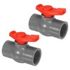 PATIKIL G1-1/2 PVC Ball Valve, 2 Pack Threaded Shut-Off Valve