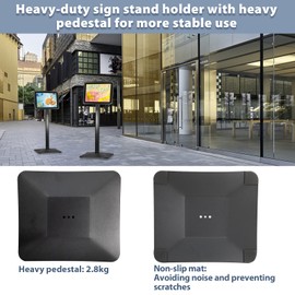 STANDNEE Heavy-Duty 8.5x11 in Floor Stand Holder, Poster Display With PVC Sheet & Heavy-Duty Pedestal, Aluminum Standing Sign, Black