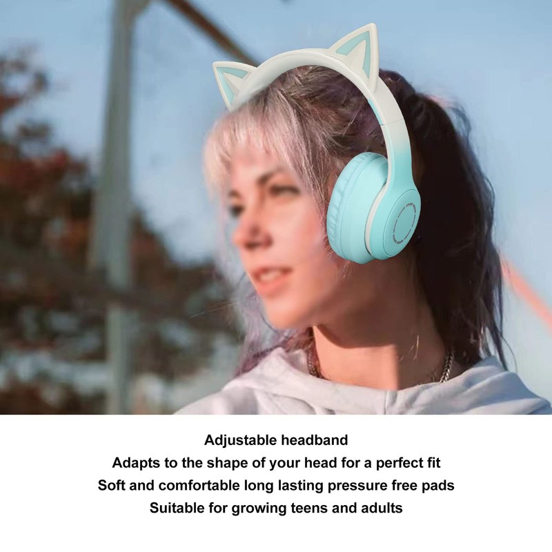 RGB Light Cat Ear Headphone, Foldable 3.5mm Wired Wireless BT