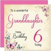 6th Granddaughter Birthday Card - Beautiful Butterfly Floral Granddaughter Birthday