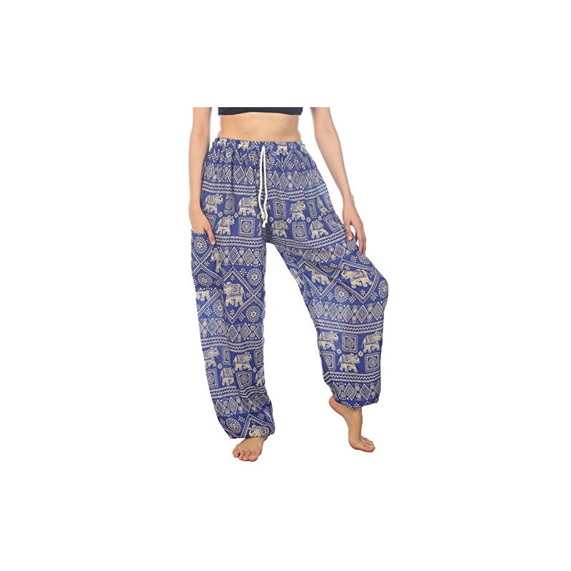 LOFBAZ Pantalones Harem para Mujer S-4XL Plus Elefante Yoga Boho