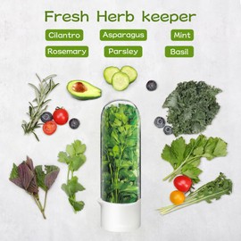 UEOZ Herb Keeper for Refrigerator, Herb Saver for Refrigerator, Vegetable Preservation Bottle for Cilantro, Mint, Parsley, Asparagus, Keeps Greens Fresh for 2-3 Weeks (1PCS)