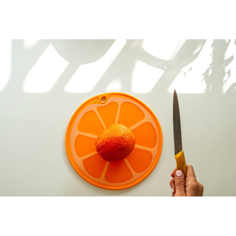 Dexas Citrus Slice Cutting Board/Serving Board 9 inches, Orange