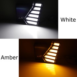 iJDMTOY Below Front Head Lamp Vertical Filler Replace White/Amber Sequential Blink Switchback LED Daytime Running Light Kit Compatible with 2024-up Toyota Tacoma