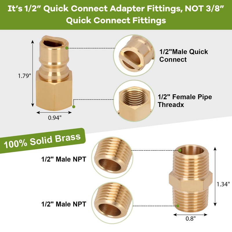 1/2" Propane Quick Connect Fittings,Natural Propane Hose Quick Disconnect Kit,100%