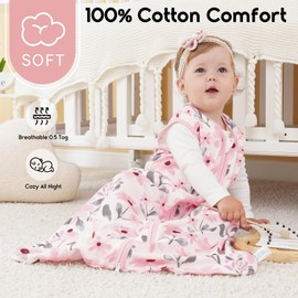 Yoofoss Baby Sleep Sack 6-12 Months 0.5 Tog Wearable Blanket for Baby, 3 Pack 100% Cotton Infant Toddler Sleeping Sack 2-Way Zipper Lightweight Sleep Sack