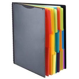 HABGP 24 Pocket Plastic folders with Pockets, 12 Colors Multi Pocket Folder Binder with Dividers, Office Organizer Folder Letter Size School Supplies