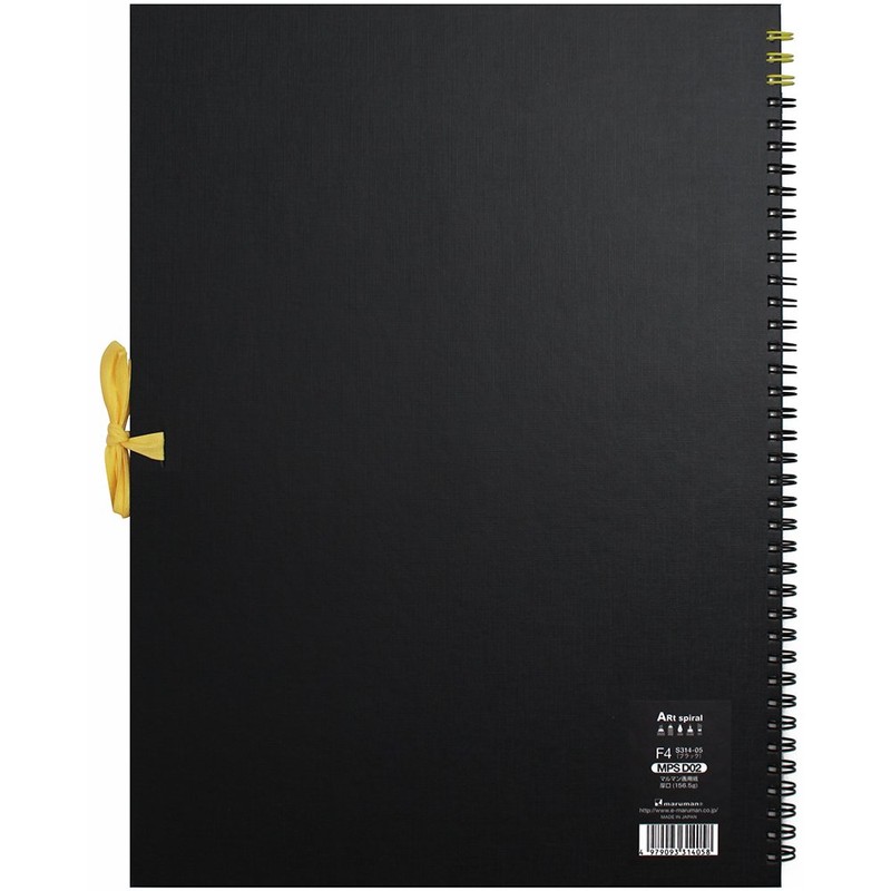 Maruman S314-05 F4 Art Spiral Sketchbook, Thick Drawing Paper, Black,