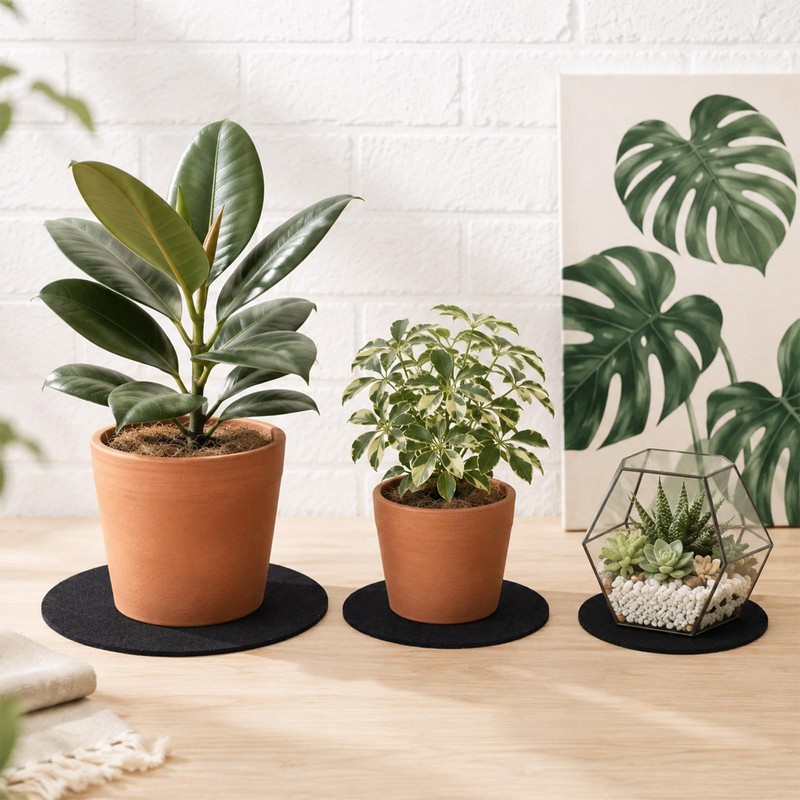 6 Pcs Plant Saucers for Indoors, Felt Plant Mat, Round