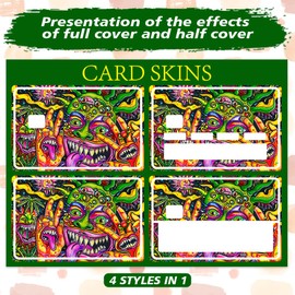 Peacoblue Bank Card Sticker Colorful Beast Credit Debit Card Custom Skin Cover Protector, 4 Styles Waterproof Scratch-Proof and Aesthetic Decal for Most Popular EBT Transportation Key Card