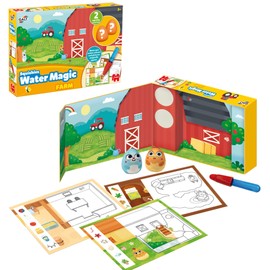 Galt Water Magic Squishies Farm Reusable Colouring Books for Children, Reusable Pictures for Kids to Colour, Magically Reveal Hidden Pictures with Water Pen & Squishy Surprises, Ages 3 Years Plus
