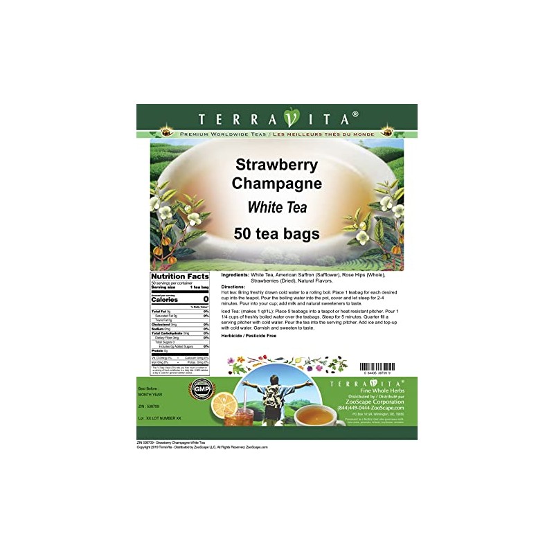 Strawberry Champagne White Tea (50 tea bags, ZIN: 538709)