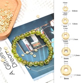 MAPOIEU 200pcs 14K Gold Flat Spacer Beads,Disc Spacer Beads,Gold Plated Solid Rondelle Brass Beads,Gold Heishi Beads for DIY Bracelet Necklace Jewelry Making (6mm, 14K Gold)