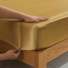 ROOEE Satin Silk Fitted Sheet with Pillowcase Set Breathable Soft