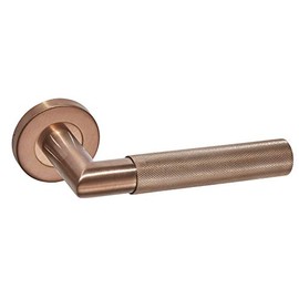 Knurled Copper Door Handles on Rose Design