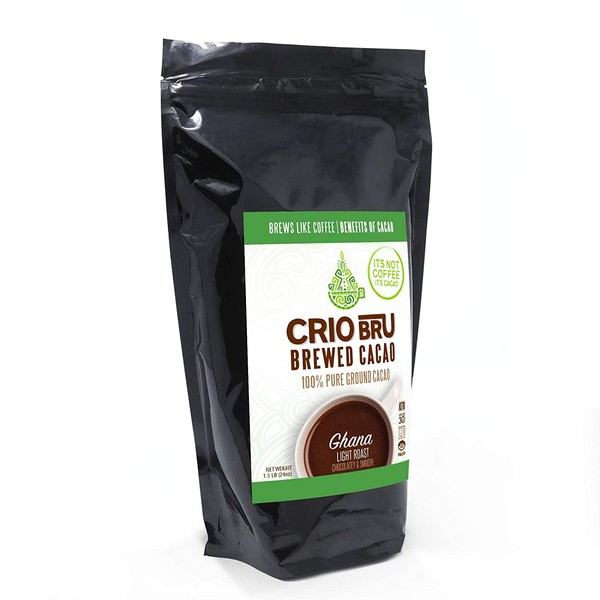 Crio Bru Ghana Light Roast 24oz (1.5 lb) Bag | Natural Healthy Brewed Cacao Drink | Great Substitute to Herbal Tea and Coffee | 99% Caffeine Free Gluten Free Whole-30 Low Calorie Honest Energy