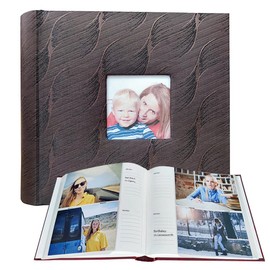 Photo Albums 4x6 Pictures with Writing Space 200 Photos with Slip in Pockets Memory Book for Family Wedding Keepsake Book for Anniversary Travel Dog (Brown)