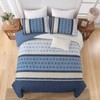 Dinjoy King Size Quilt Set Boho, Soft Striped Bedspreads Blue