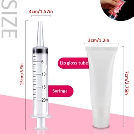AMORIX 50PCS 5ml Lip Gloss Tubes Cute Cosmetic Tubes Empty Soft Refillable Lip Balm Containers for Women Girls Cosmetic Sample DIY with Syringes + Tag Labels Stickers