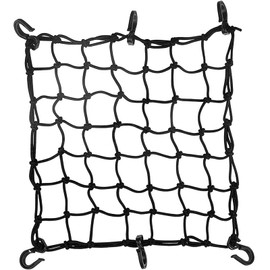 ALLVD Tourist Net Bike Tool (16.7 x 16.7 inches (40 x 40 cm) Elastic Net & Hook Cargo Secure Cargo Net Heavy Duty Rubber Rope 6 Hooks (Black)