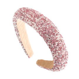 Headband Headband Headbands Hair Strap Glitter Strass Hair Strap Wide for Women Kristal Hairband Kunstleder-Stirnband for Women and GirlsThick Gift (Pink, One Size)