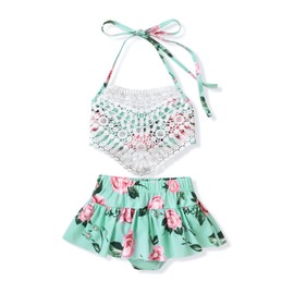 Traje de baño para bebé y niña, traje de baño de dos piezas, Floral, 0-6 Meses