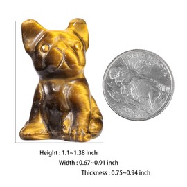 Nupuyai 2pcs Tiger's Eye Mini Crystal Stone Statue Hand Carved Animal Dog Puppy Set, Energy Healing Stone Figurine Ornament Home Office Decor