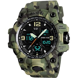 MJSCPHBJK Men's Analog Sports Watch Military Watch Outdoor LED Stopwatch Digital Electronic Watches Large Dual Display Waterproof Tactical Army Watches for Men