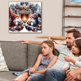 Gnome Stamped Cross Stitch Kits for Adults - Christmas Embroidery Kits for Beginners Adults,11 CT Patterns Dimensions Counted Cross Stitch Kits for Adults Arts Craft 14x14 inch