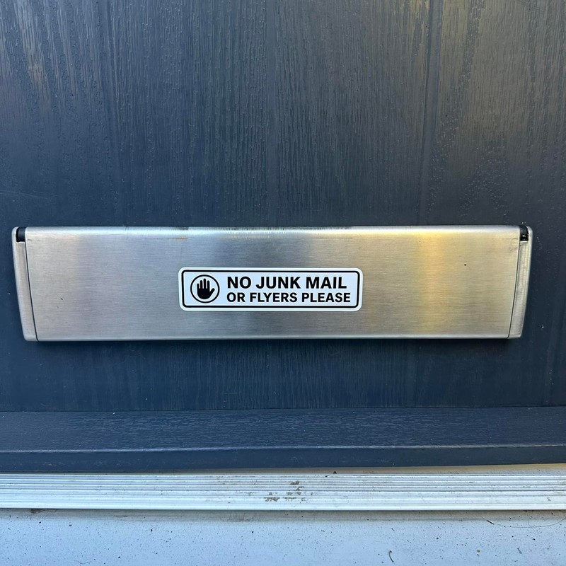 No Junk Mail Sticker for Letterbox Door or Window/Effective Deterrent