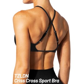 TZLDN Workout Backless Sports Bra for Women Removable Padded Strappy Low Impact Open Back Bras Gym Clothes Yoga Crop Tank Top A4Twist-Black, Medium