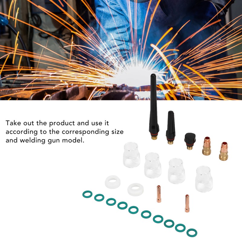 23Pcs TIG Welding Accessory Set Glass Cup Connector Electrode Clamp