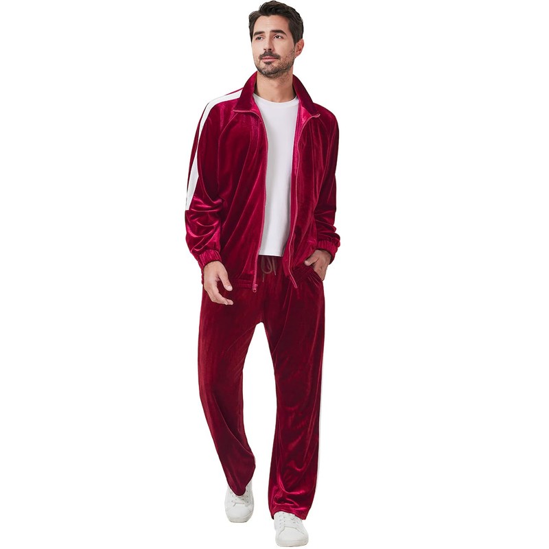 Ragelion Mens Tracksuit 2 Piece Velour Sweatsuit for Men Casual