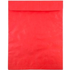 JAM PAPER Tyvek Tear-Proof Open End Catalog Envelopes - 11 1/2 x 14 1/2 - Red - 10/Pack
