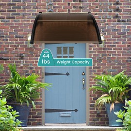 Tangkula 40" x 48" Window Awning, Modern Polycarbonate Overhead Door Awning with Hollow Sheet for Rain Snow Sunlight Protection, UPF 50+ Awnings for Patio, Door, Deck, Porch