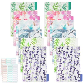 Framendino, 12 Pack Binder Index Dividers A5 Plastic Insertable Binder Index Page Tab Floral Binder Dividers with Stickers for 6 Rings Notebooks Diary Journal Planner