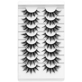 DYSILK 8 Pairs 5D Eyelashes Faux Mink Eyelashes Dramatic Look False Eyelashes Pack Fluffy Extended Fake Eyelashes Long Reusable Soft Lashes Thick Handmade Eyelashes No Glue