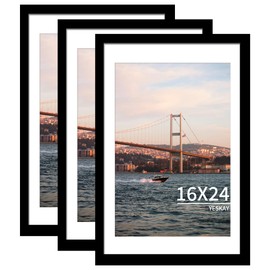 YESKAY 16x24 Picture Frame Black Set of 3, Display Pictures 12x18 with Mat or 16 x 24 Without Mat, Poster Frames 16x24 Poster Frames for Wall Hanging Horizontal and Vertical