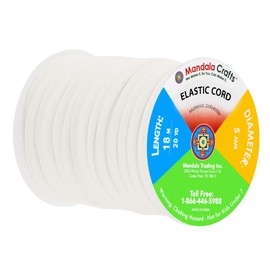 Mandala Crafts Off White Soft Elastic Cord Nylon Spandex Bikini Bathing Suit String - Flat 20 Yds 5mm Spandex Cord Fabric Elastic Strings Stretchy Cords for Hair Ties Drawstring